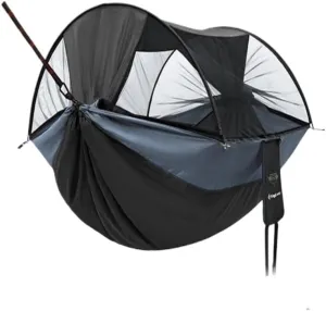 Hammocks Explorer Hammock Outdoor Camping Swing Anti-Rollover Anti-Mosquito Dormitory Adult Double Ultra-Light Camping Hammocks(Black)