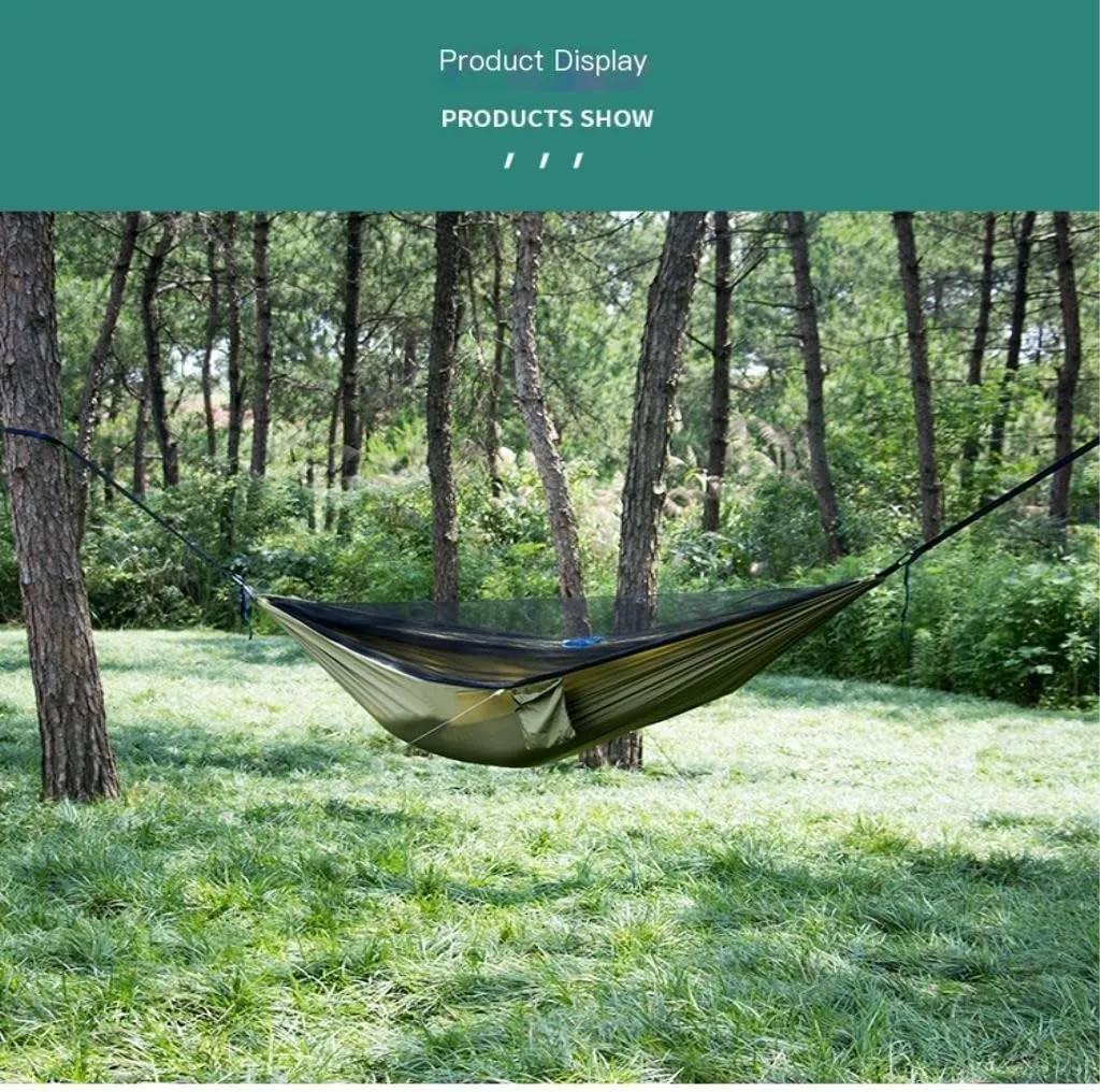 Hammocks Hammock Parachute Cloth Outdoor Anti-Rollover Camping Huwai Swing with Mosquito Net Net Bed Outdoor Adult Camping Hammocks(A)