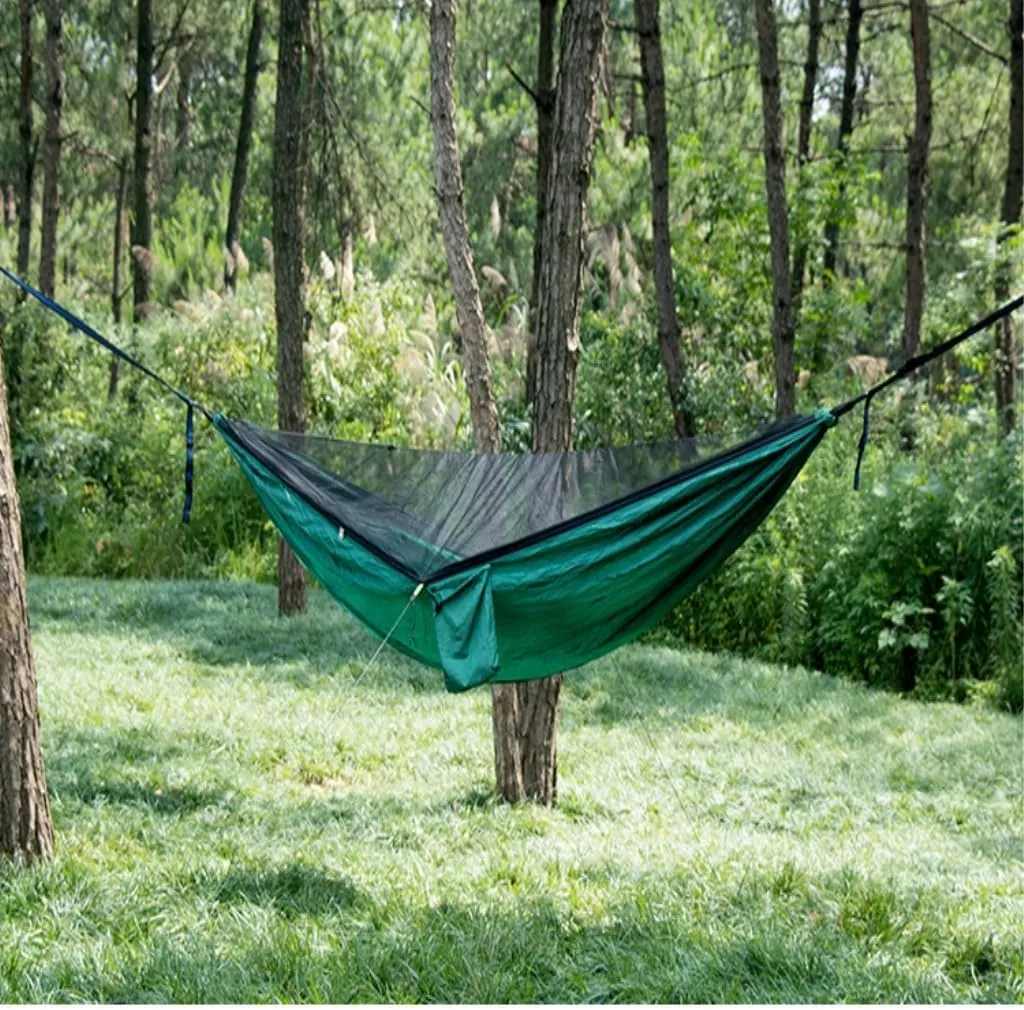 Hammocks Hammock Parachute Cloth Outdoor Anti-Rollover Camping Huwai Swing with Mosquito Net Net Bed Outdoor Adult Camping Hammocks(A)