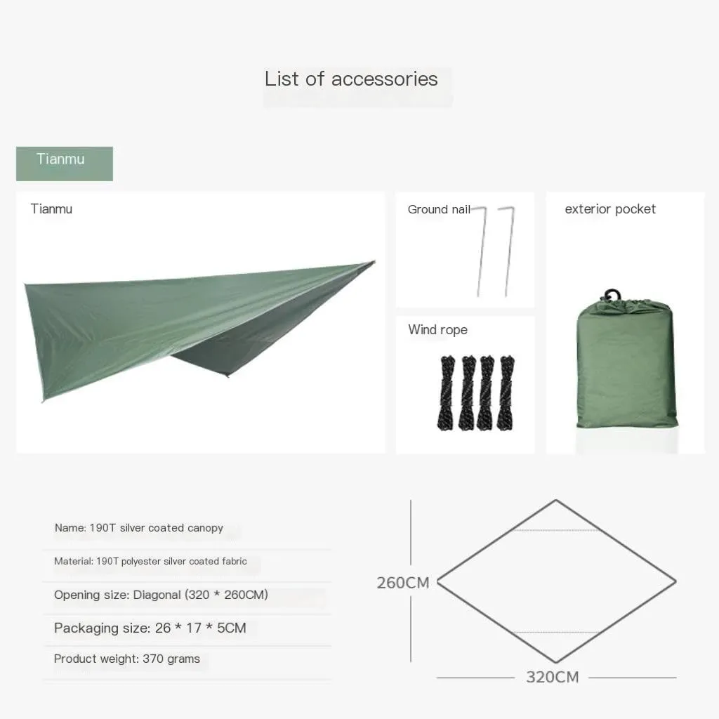 Hammocks Mosquito Net Hammock Canopy Set Outdoor Camping Quick Opening Hammock Plus Rainproof Sunshade Canopy Camping Hammocks(F)