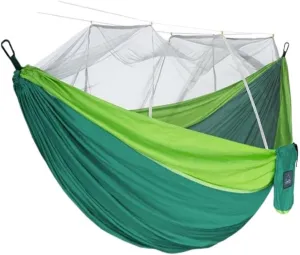 Hammocks Mosquito Net Hammock Double Outdoor Anti-Mosquito Parachute Cloth Swing Outdoor Sleeping Hanging Tree Camping Camping Hammocks(Green,Small)