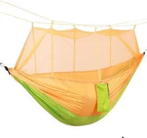 Hammocks Mosquito Net Hammock Double Outdoor Anti-Mosquito Parachute Cloth Swing Outdoor Sleeping Hanging Tree Camping Camping Hammocks(Orange)