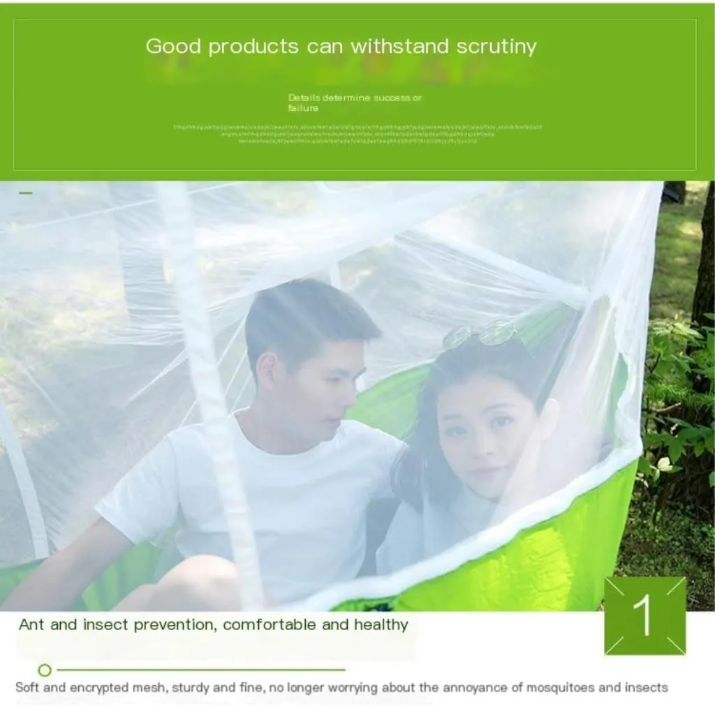 Hammocks Mosquito Net Hammock Double Outdoor Anti-Mosquito Parachute Cloth Swing Outdoor Sleeping Hanging Tree Camping Camping Hammocks(Orange)