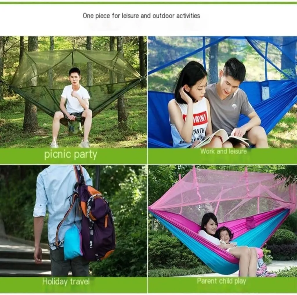 Hammocks Mosquito Net Hammock Double Outdoor Anti-Mosquito Parachute Cloth Swing Outdoor Sleeping Hanging Tree Camping Camping Hammocks(Orange)