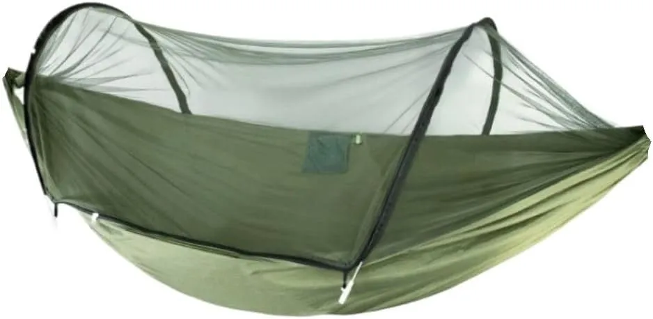 Hammocks Outdoor Anti-Mosquito Hammock Automatic Quick Opening with Mosquito Net Parachute Cloth Single Double Camping Hammocks(A)