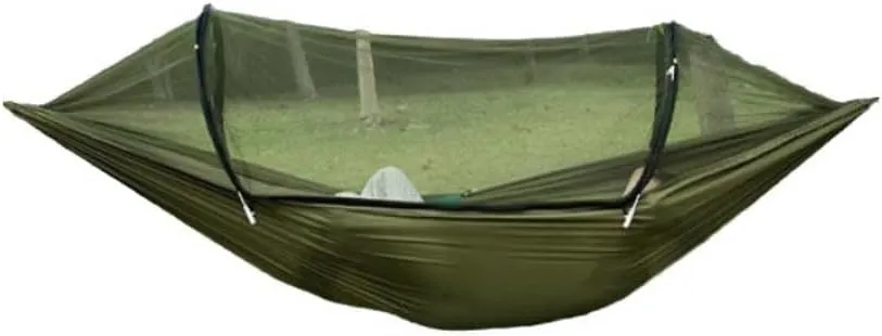 Hammocks Outdoor Anti-Mosquito Hammock Automatic Quick Opening with Mosquito Net Parachute Cloth Single Double Camping Hammocks(D)