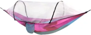 Hammocks Outdoor Camping Anti-Rollover Nylon Hammock with Mosquito Net Automatic Quick-Opening Mosquito Net Hammock Camping Hammocks(Pink)