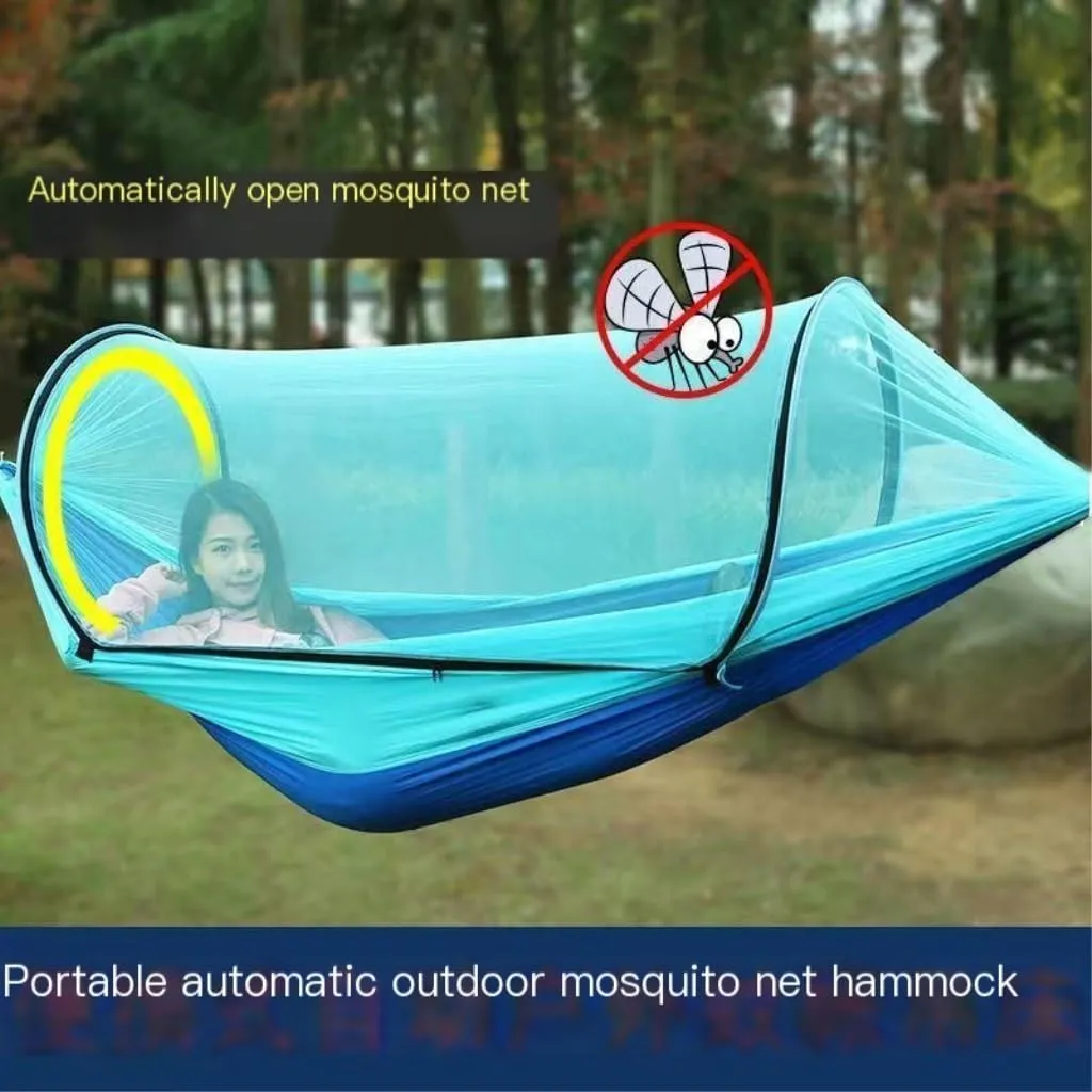 Hammocks Outdoor Camping Anti-Rollover Swing Ultra-Light Breathable Anti-Mosquito Net Bed Sunscreen Camping Hammock Camping Hammocks(Blue)
