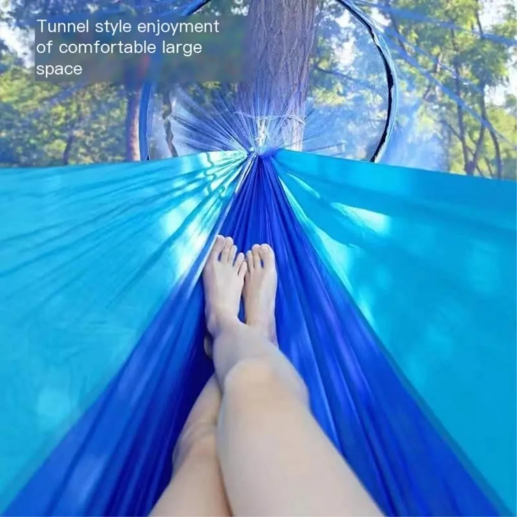 Hammocks Outdoor Camping Anti-Rollover Swing Ultra-Light Breathable Anti-Mosquito Net Bed Sunscreen Camping Hammock Camping Hammocks(Blue)