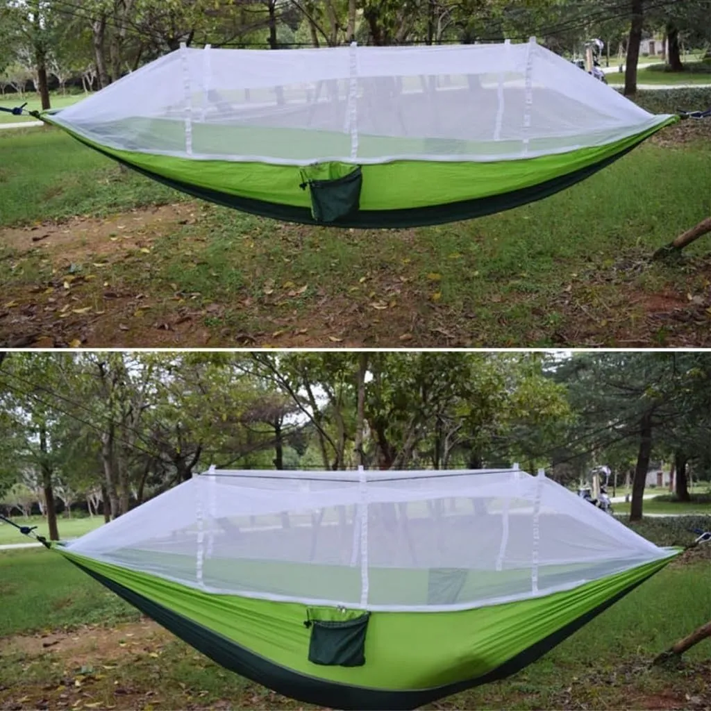 Hammocks Outdoor Camping Mosquito Net Hammock Nylon Parachute Cloth Hammock with Mosquito Net Outdoor Swing Hammock Camping Hammocks(C)