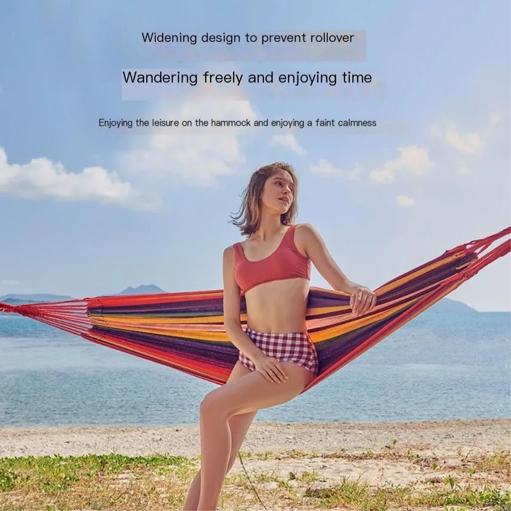 Hammocks Outdoor Hammock Thickened Anti-Rollover Hanging Tree Rope Hanging Chair Double Indoor Home Portable Hammock Camping Hammocks(Red)