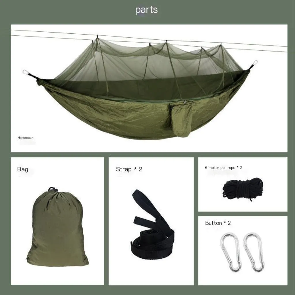 Hammocks Outdoor Mosquito Net Hammock Anti-Mosquito Anti-Rollover Nylon Camping Outdoor Portable Swing Hammock Camping Hammocks(Purple)