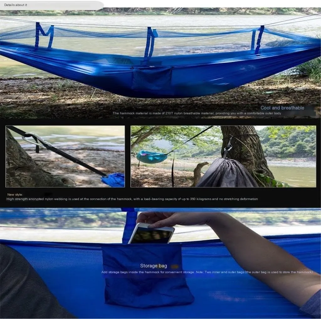Hammocks Outdoor Mosquito Net Hammock Anti-Mosquito Anti-Rollover Nylon Camping Outdoor Portable Swing Hammock Camping Hammocks(Purple)