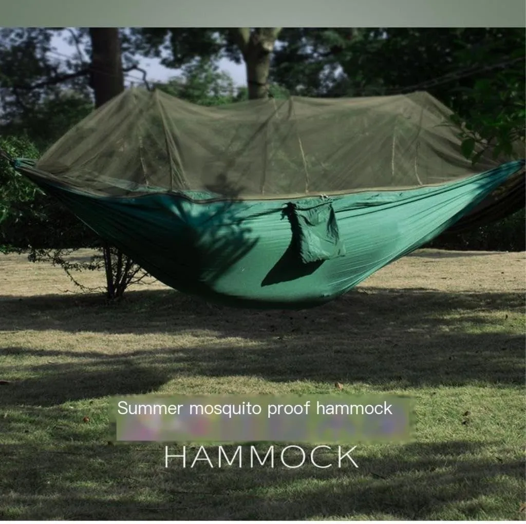 Hammocks Outdoor Mosquito Net Hammock Anti-Mosquito Anti-Rollover Nylon Camping Outdoor Portable Swing Hammock Camping Hammocks(Purple)