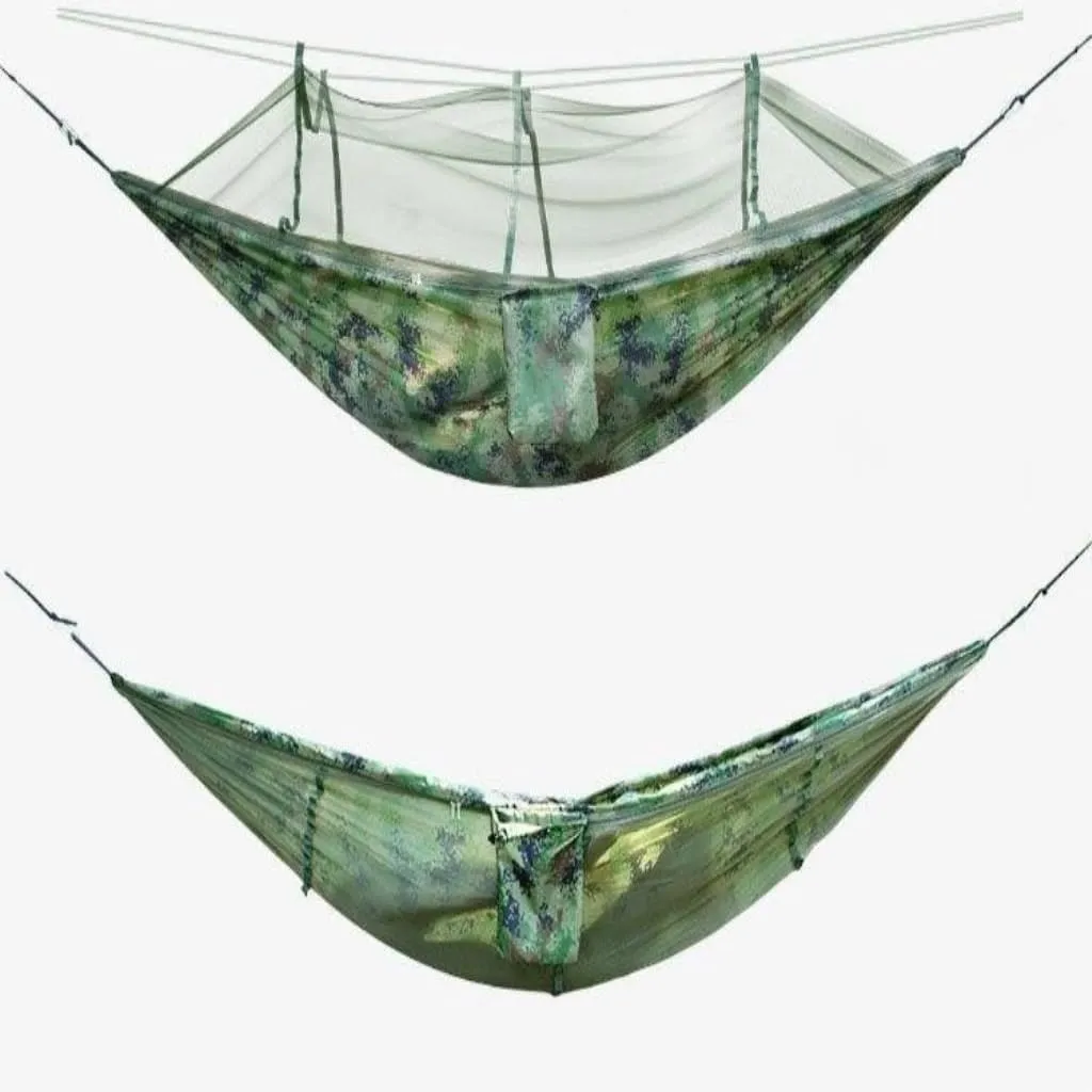 Hammocks Outdoor Mosquito Net Hammock Anti-Mosquito Anti-Rollover Nylon Camping Outdoor Portable Swing Hammock Camping Hammocks(Purple)