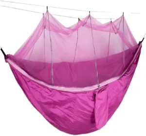 Hammocks Outdoor Mosquito Net Hammock Anti-Mosquito Anti-Rollover Nylon Camping Outdoor Portable Swing Hammock Camping Hammocks(Purple)