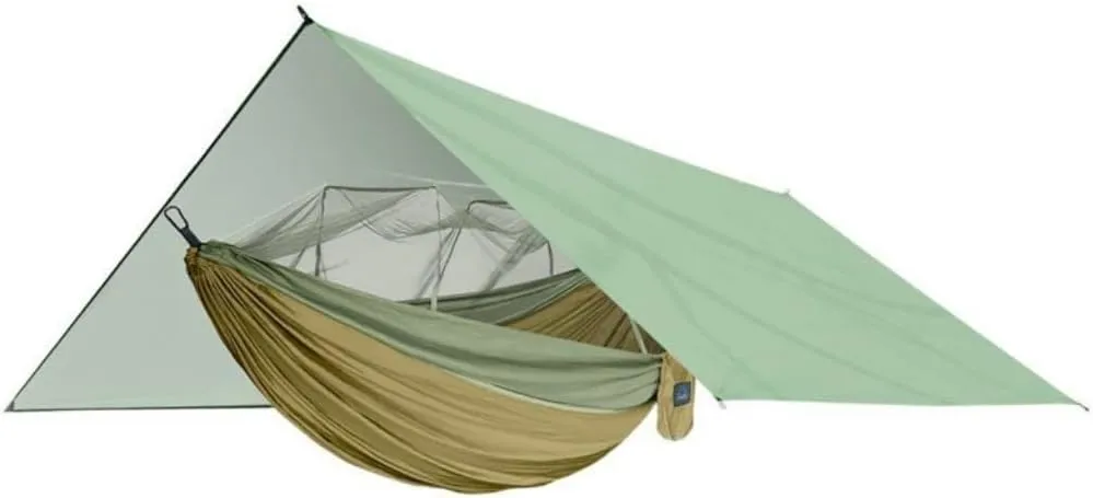 Hammocks Outdoor Mosquito Net Hammock Anti-Mosquito Canopy Tent Set Waterproof Portable Sunshade Camping Outdoor Camping Hammocks(Green,Large)