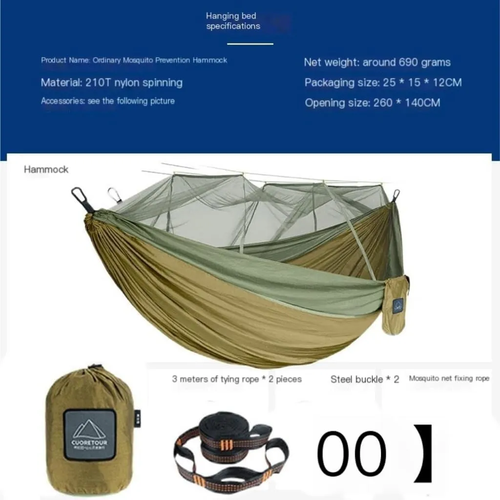 Hammocks Outdoor Mosquito Net Hammock Anti-Mosquito Canopy Tent Set Waterproof Portable Sunshade Camping Outdoor Camping Hammocks(Green,Large)