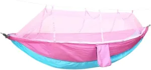 Hammocks Outdoor Parachute Wholesale Hammock with Mosquito Net Anti-Mosquito Nylon Single Double Camping Hammock Camping Hammocks(Rose)