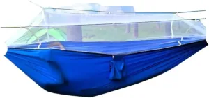 Hammocks Quick-Open Mosquito Net Hammock Outdoor Anti-Rollover Single and Double Outdoor Camping Anti-Mosquito Camping Hammocks(Blue)
