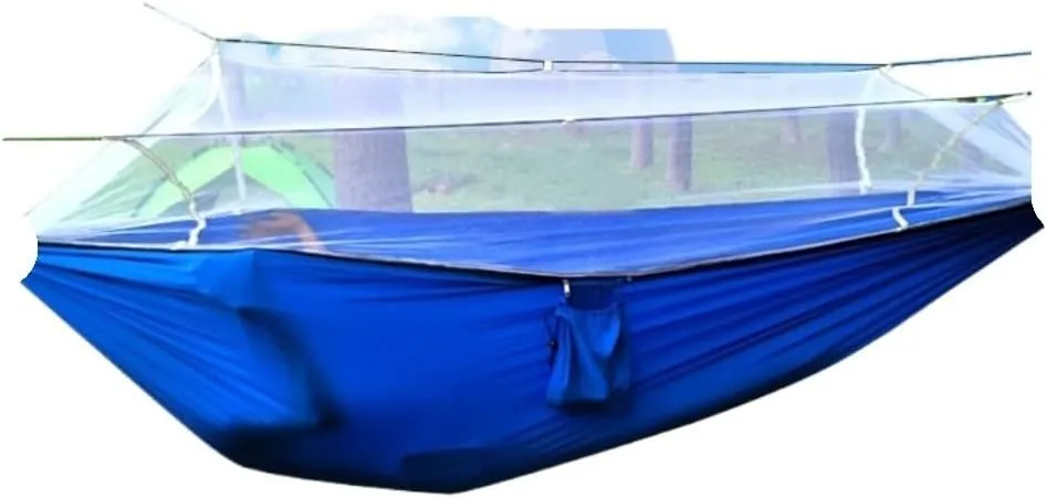 Hammocks Quick-Open Mosquito Net Hammock Outdoor Anti-Rollover Single and Double Outdoor Camping Anti-Mosquito Camping Hammocks(Blue)