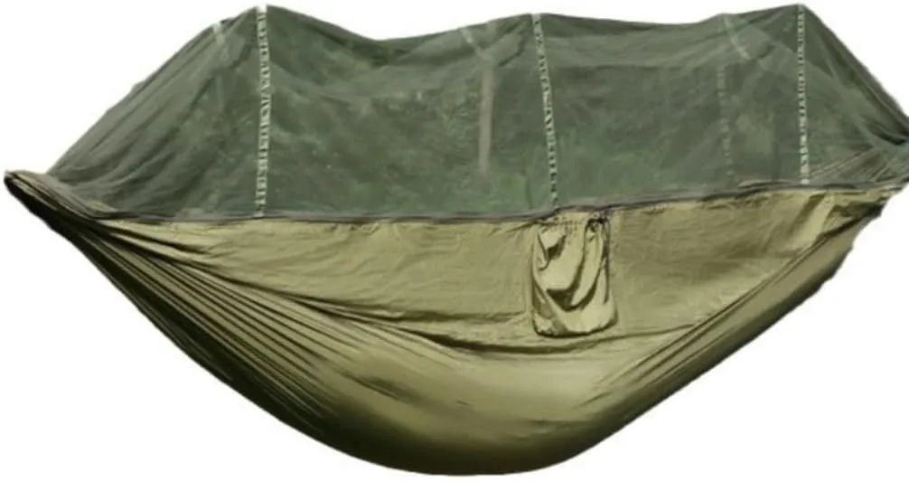 Hammocks Quick-Open Mosquito Net Hammock Outdoor Anti-Rollover Single and Double Outdoor Camping Anti-Mosquito Camping Hammocks(Blue)