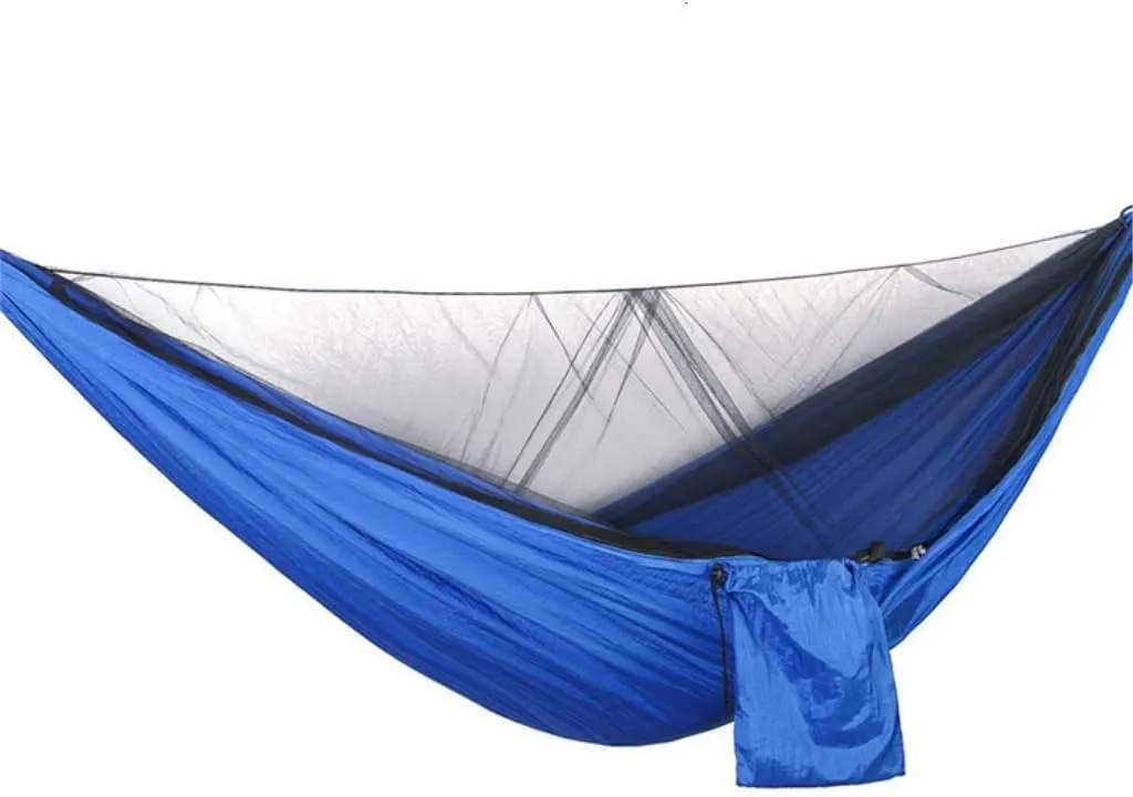 Hammocks Quick-Release Hammock with Mosquito Net Hanging Sheet Double Parachute Cloth Anti-Rollover Camping Hammock Camping Hammocks(B)