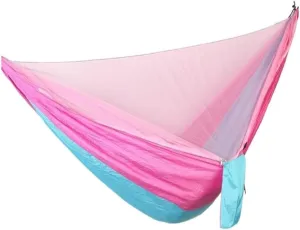 Hammocks Quick-Release Hammock with Mosquito Net Hanging Sheet Double Parachute Cloth Anti-Rollover Camping Hammock Camping Hammocks(D)