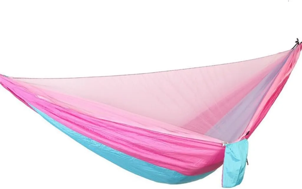 Hammocks Quick-Release Hammock with Mosquito Net Hanging Sheet Double Parachute Cloth Anti-Rollover Camping Hammock Camping Hammocks(D)