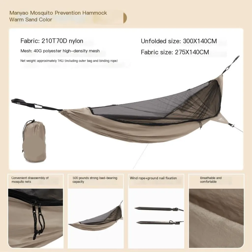Hamock Anti-Mosquito Hammock Portable Outdoor Camping Anti-Rollover Summer Mosquito Net Camping Adult Swing Hanmock
