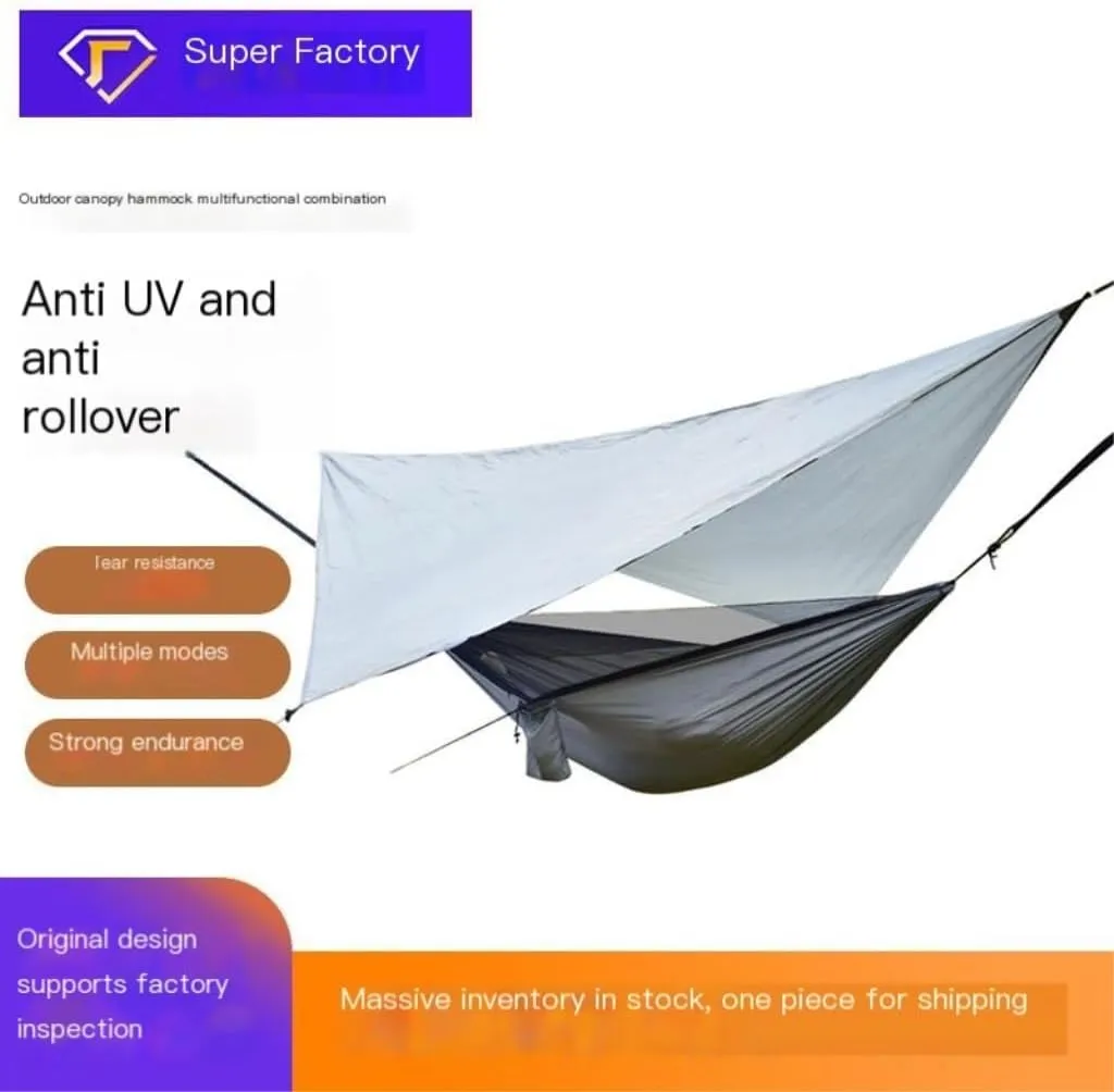 Hamock Canopy Mosquito Net Hammock Set Tent Parachute Cloth Camping Automatic Anti-Mosquito Mosquito Net Hammock Hanmock(A)