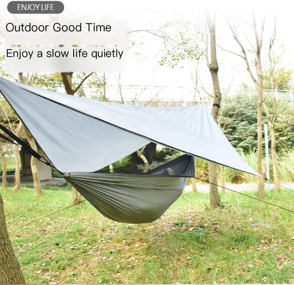 Hamock Canopy Mosquito Net Hammock Set Tent Parachute Cloth Camping Automatic Anti-Mosquito Mosquito Net Hammock Hanmock(A)