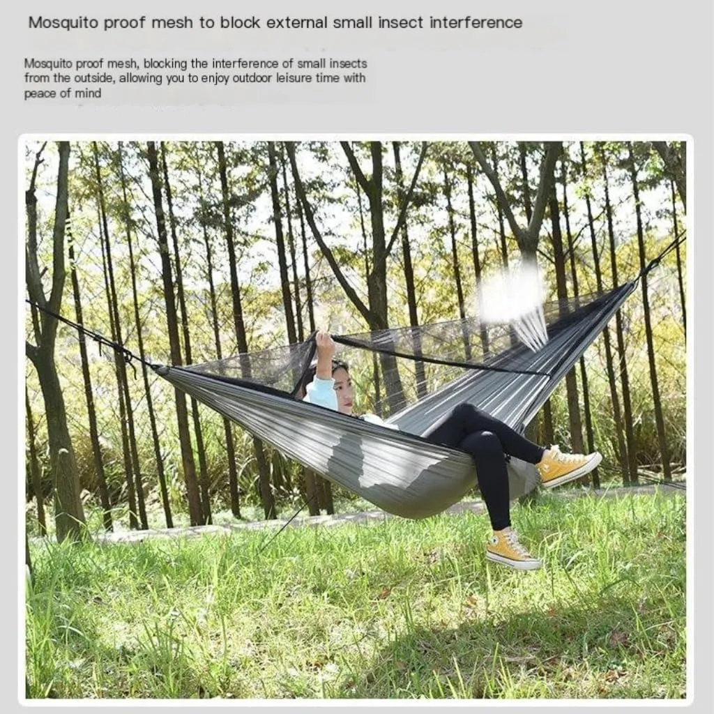 Hamock Canopy Mosquito Net Hammock Set Tent Parachute Cloth Camping Automatic Anti-Mosquito Mosquito Net Hammock Hanmock(A)