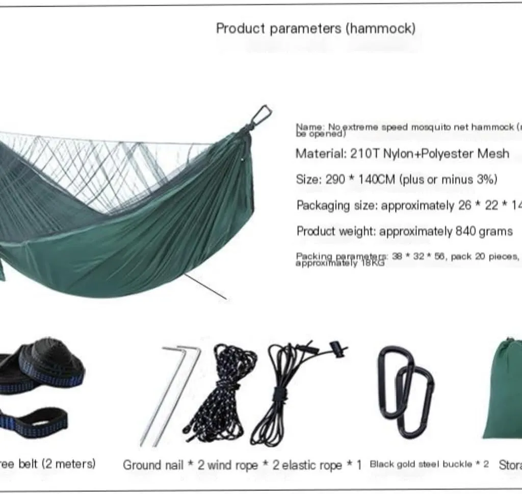 Hamock Mosquito Net Automatic Quick Opening Anti-Mosquito Hammock Outdoor Double Parachute Mosquito Net Hammock Hanmock(D)