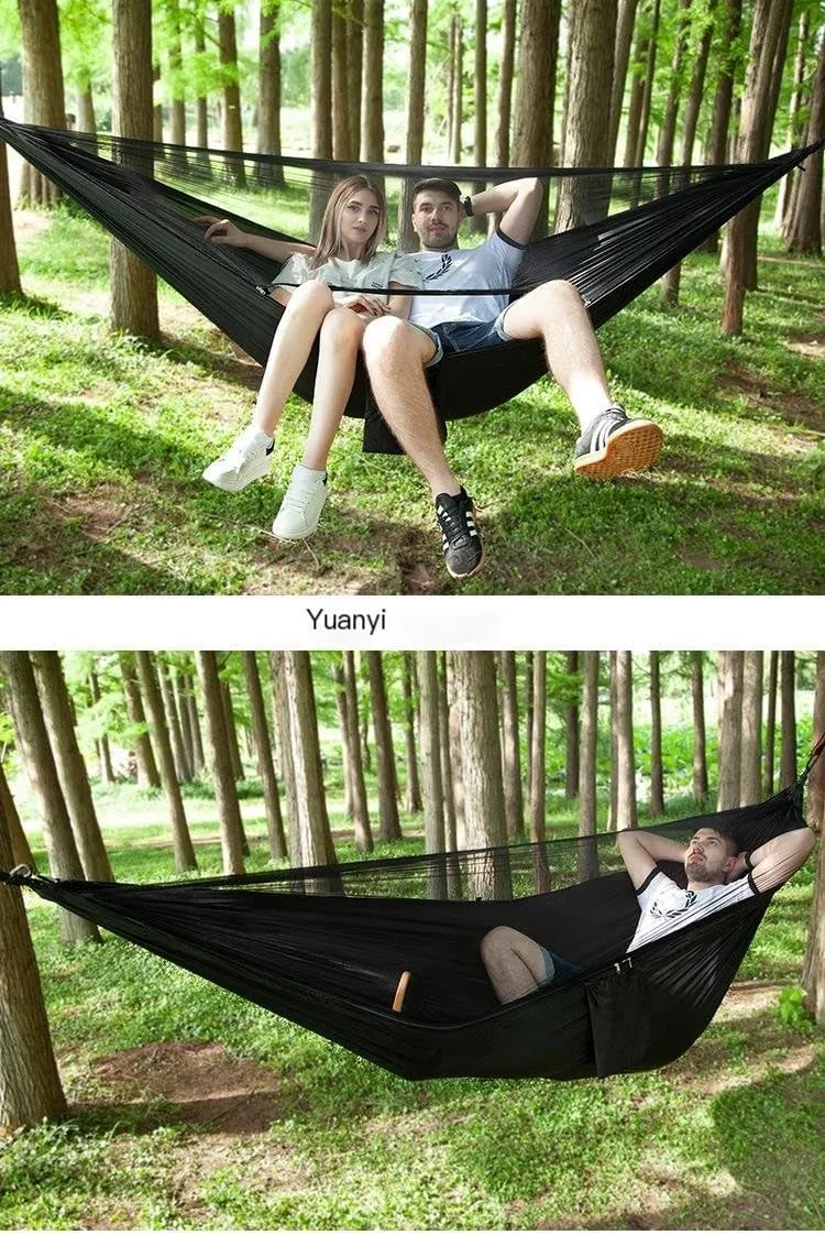 Hamock Mosquito Net Automatic Quick Opening Anti-Mosquito Hammock Outdoor Double Parachute Mosquito Net Hammock Hanmock(D)