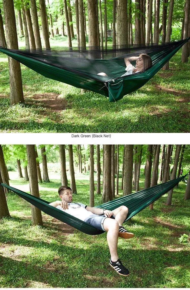 Hamock Mosquito Net Automatic Quick Opening Anti-Mosquito Hammock Outdoor Double Parachute Mosquito Net Hammock Hanmock(D)