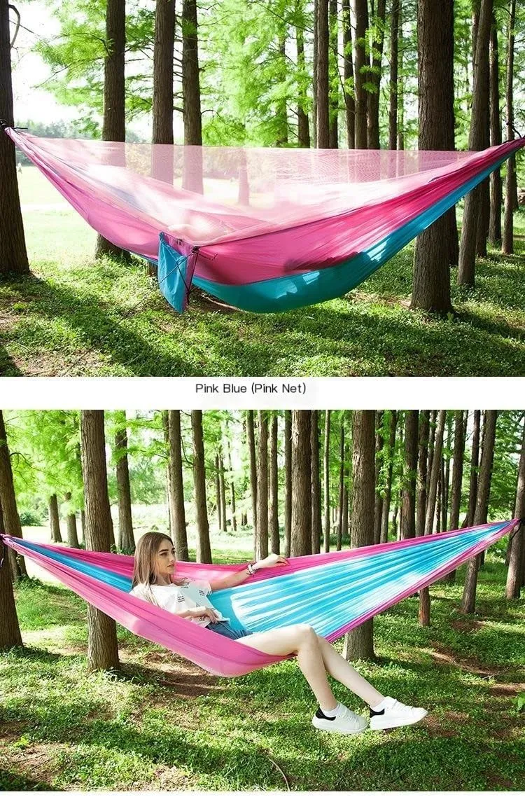 Hamock Mosquito Net Automatic Quick Opening Anti-Mosquito Hammock Outdoor Double Parachute Mosquito Net Hammock Hanmock(D)