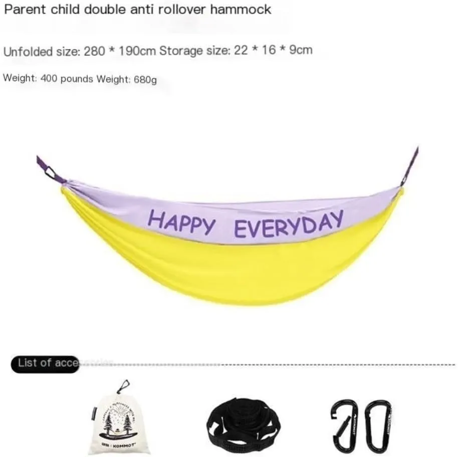 Hamock Muche Outdoor Camping Anti-Rollover Hammock Adult Outdoor Swing Ultra-Light Portable Double Hanging Chair Hanmock(B)