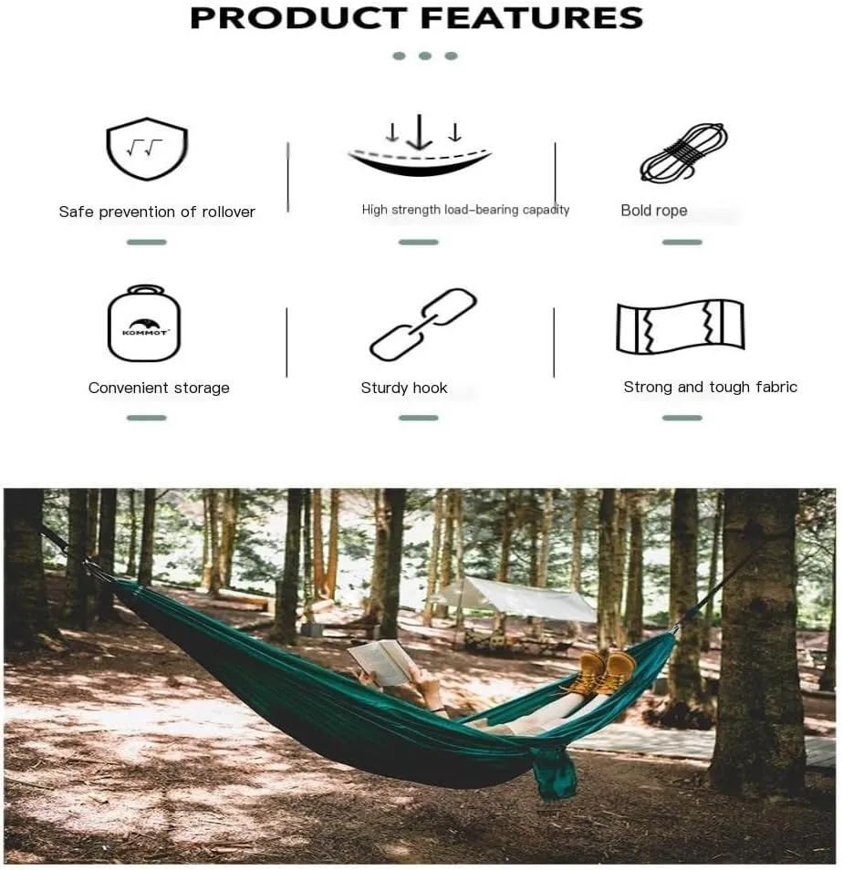 Hamock Muche Outdoor Camping Anti-Rollover Hammock Adult Outdoor Swing Ultra-Light Portable Double Hanging Chair Hanmock(B)