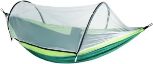 Hamock Outdoor Anti-Mosquito Hammock Automatic Quick Opening with Mosquito Net Parachute Cloth Single Double Hanmock(D)