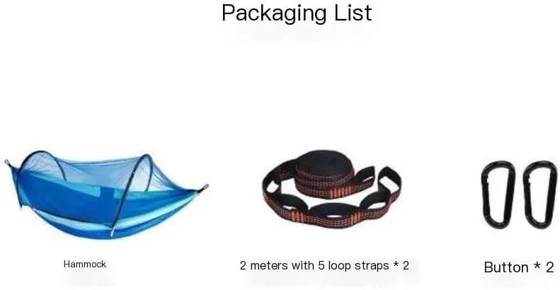Hamock Outdoor Anti-Mosquito Hammock Automatic Quick Opening with Mosquito Net Parachute Cloth Single Double Portable Hanmock(Orange)