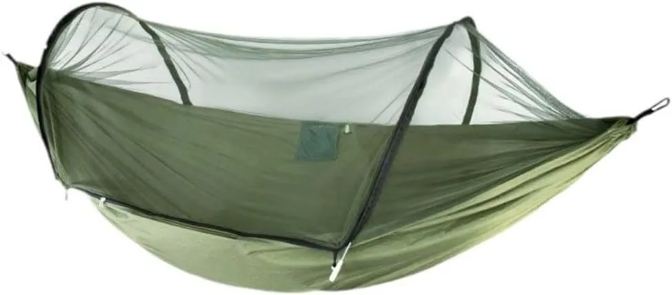 Hamock Outdoor Anti-Mosquito Hammock Automatic Quick Opening with Mosquito Net Parachute Cloth Single Double Portable Hanmock(Orange)