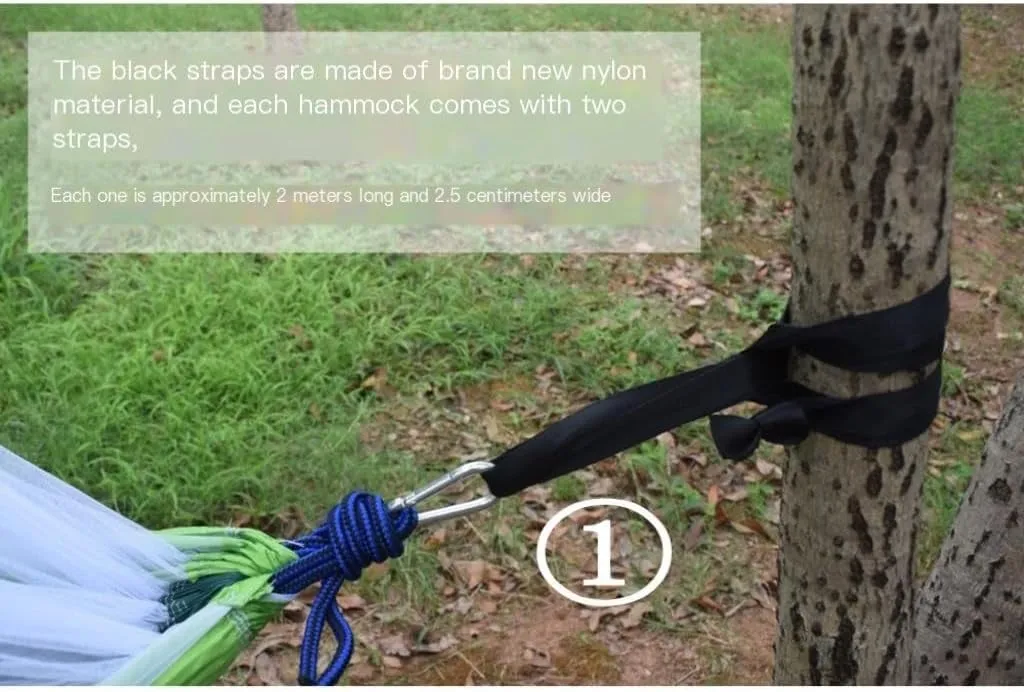 Hamock Outdoor Camping Outdoor Mosquito Net Hammock Double 210T Nylon Anti-Mosquito Parachute Cloth Air Camping Tent Hanmock(Blue)