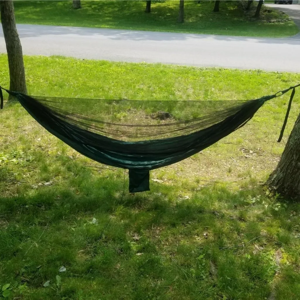 Hamock Outdoor Camping Quick-Open Mosquito Net Hammock 210T Nylon Hammock with Mosquito Net Outdoor Swing Hammock Hanmock(Yellow)