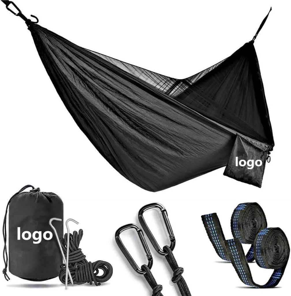 Hamock Outdoor Camping Quick-Open Mosquito Net Hammock 210T Nylon Hammock with Mosquito Net Outdoor Swing Hammock Hanmock(Yellow)