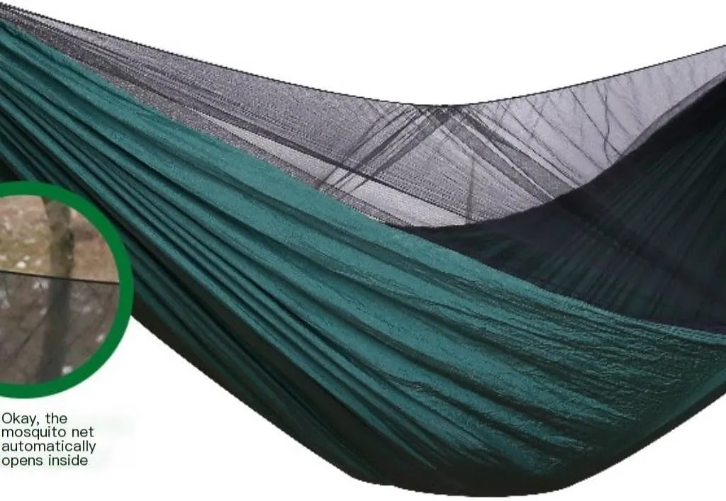 Hamock Outdoor Camping Quick-Open Mosquito Net Hammock 210T Nylon Hammock with Mosquito Net Outdoor Swing Hammock Hanmock(Yellow)