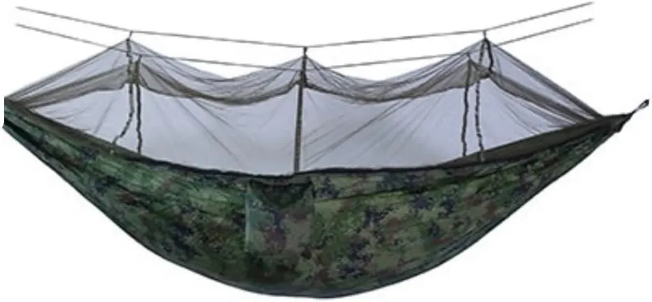 Hamock Outdoor Fully Automatic Quick-Opening Hammock with Mosquito Net, Outdoor Nylon Cloth Camping Pole Hammock Hanmock(A)
