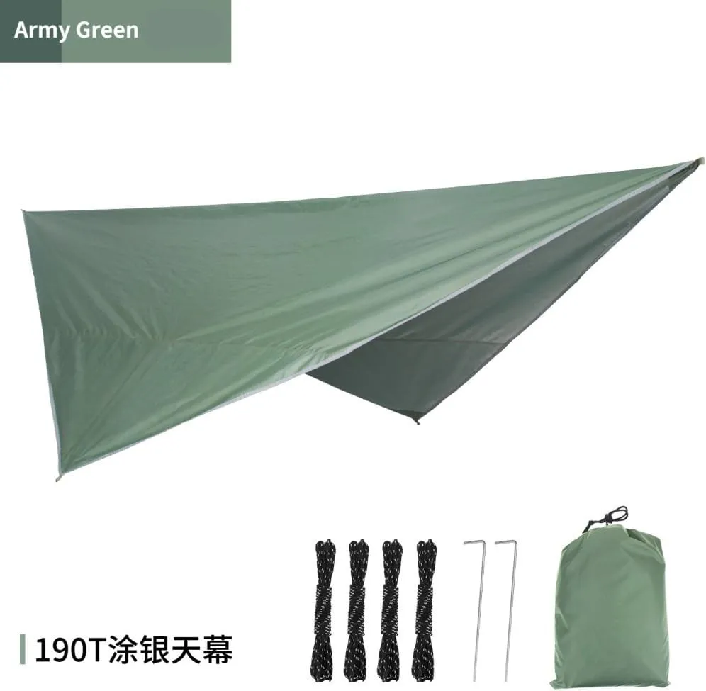 Hamock Outdoor Mosquito Net Hammock Canopy Set Outdoor Camping Quick-Open Hammock Plus Rainproof Sunshade Canopy Hanmock(A)