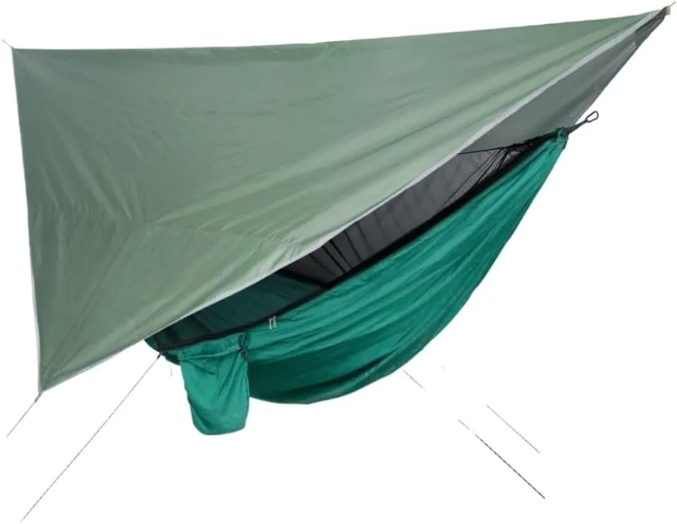 Hamock Outdoor Mosquito Net Hammock Canopy Set Outdoor Camping Quick-Open Hammock Plus Rainproof Sunshade Canopy Hanmock(A)