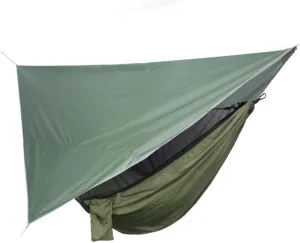 Hamock Outdoor Mosquito Net Hammock Canopy Set Outdoor Camping Quick-Open Hammock Plus Rainproof Sunshade Canopy Hanmock(B)